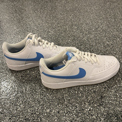 Nike Court Vision Low Men's Leather Lace-Up Sneakers White/Blue HJ9105-100