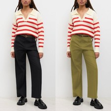 Cider Belted Linen Straight Leg Pant Black + Green (2-Pack) - Size M / 6 - BNWT