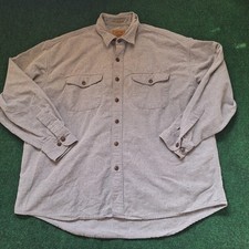 Vintage St Johns Bay Shirt Mens XL Gray Heavyweight Cotton Flannel Button Up 90s