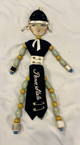 Vintage 1940’s Penn State University Flapper Girl, Pin Cushion, Folk Art.