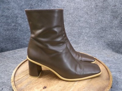 ALOHAS Womens West Vintage Brown Leather Ankle Boots Block Size EU 44 US 13-13.5