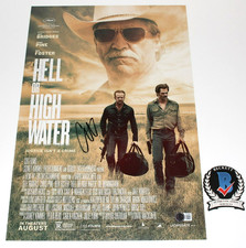 CHRIS PINE SIGNED 'HELL OR HIGH WATER' 12x18 MOVIE POSTER BECKETT COA AUTOGRAPH