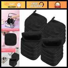 50 Pcs Reusable Makeup Remover Cloths - Soft Microfiber Washable Pads 5x5" Black