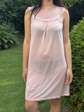 Vintage 1960  s S Nylon embroidered nightgown pink