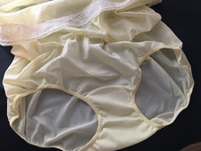 Vtg Yellow Double Nylon Skirted Slip Nylon Panty S