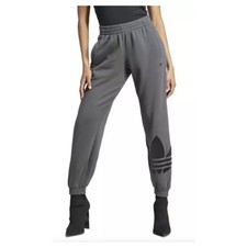 Adidas Pant Womens M Gray Sweatpants Jogger Tapered Trefoil Logo