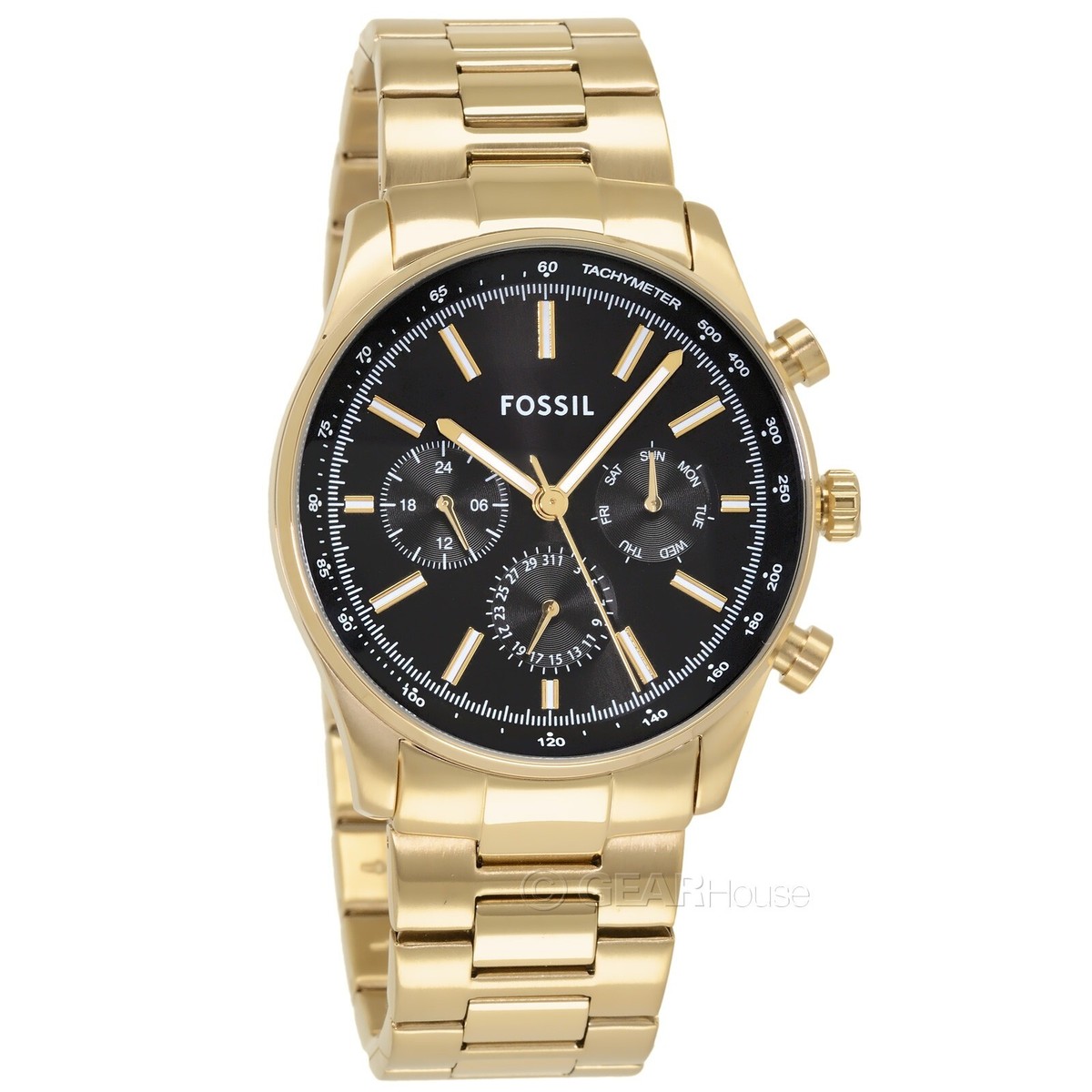 FOSSIL ゴールド ブラックダイヤル 時計 2本セット FOSSIL Sullivan Mens Gold Multifunction Watch, Black Dial