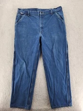 Carhartt Jeans men's cargo flame resistant size 40X34 pockets and Logo blue