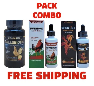 VITOFARMA COMBO 3×1 PARA GALLOS/ FOR ROOSTER(GALLOBIOTIC, SUPERTONIC, ENER-JET) Exp.12/27