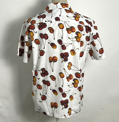 Obey Men's SS Organic Woven Button Down Shirt Bombed White Size M NWT  Cherries