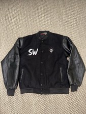 RARE Spare Wolf Pack Leader Bomber Wool Leather Jacket Designer Supreme USA Made