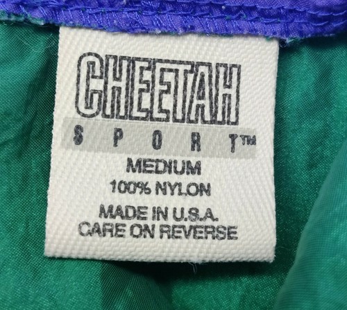 Vintage Cheetah Sport Colorblock Windbreaker Purple Green Made in USA Sz M - Picture 5 of 12