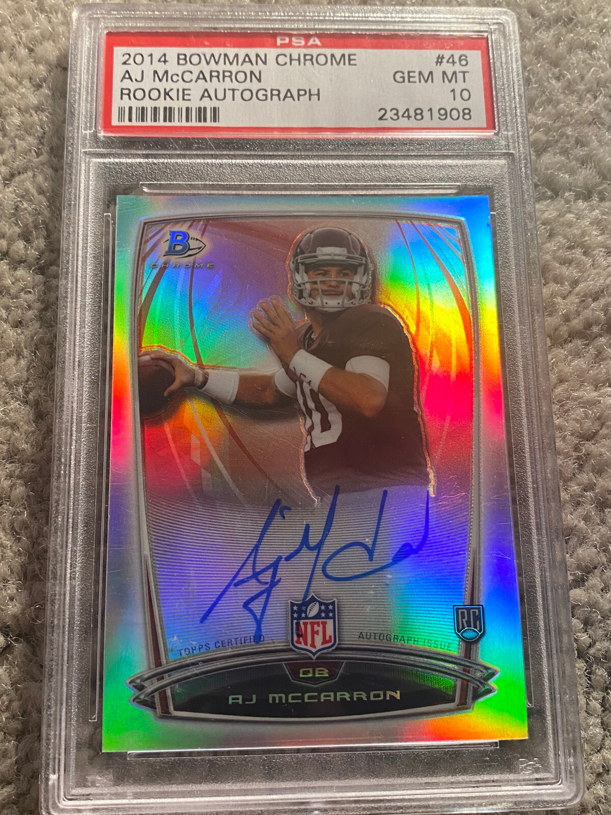 AJ McCarron Bowman Chrome Rookie Autograph #46 Base