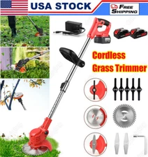 Cordless Electric Weed Lawn Eater Edger Yard Grass String Trimmer Cutter Mower