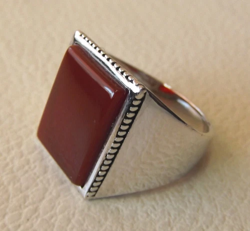 Carnelian Ring 925 Silver Mens Gemstone Ottoman Handmade Turkish Jewelry MR#316