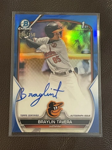 Braylin Tavera 2023 Bowman Chrome Blue Refractor Auto 85/150 Jersey #/d 1/1