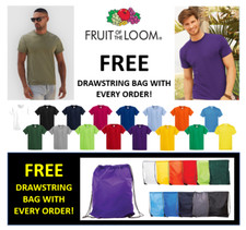 3 Pack Men Fruit Of The Loom T-shirt Cotton Plain Tee T Shirt S-5XL FREE BAG