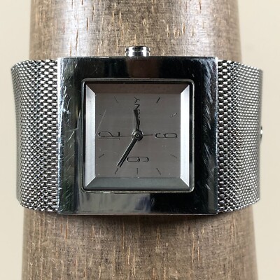 DKNY Women NY-3329 Silver Mesh Band Square Stainless Steel Quartz