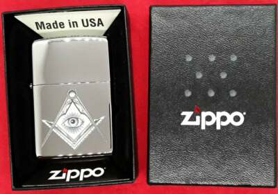 Masonic Compass & Eye Mason Authentic Zippo Polished Chrome