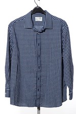 Haggar Classic-Fit Blue  White Plaid Cotton Long-Sleeve Shirt L 17-17.5 32/33