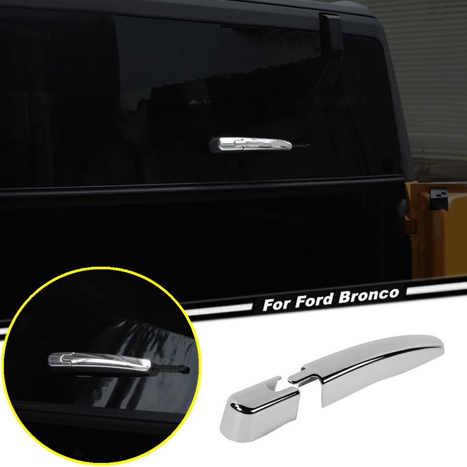 2P Rear Window Wiper Cover Trim For Ford Bronco 2021-2024 Accessories ABS Chrome