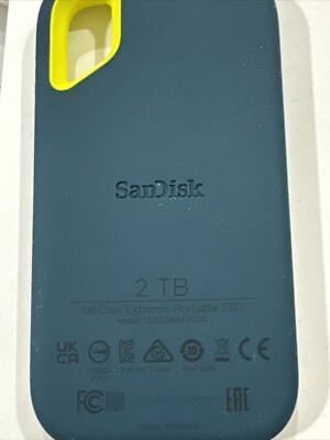 SanDisk Extreme Portable 2TB External SSD - Monterey 100% good health 0 write