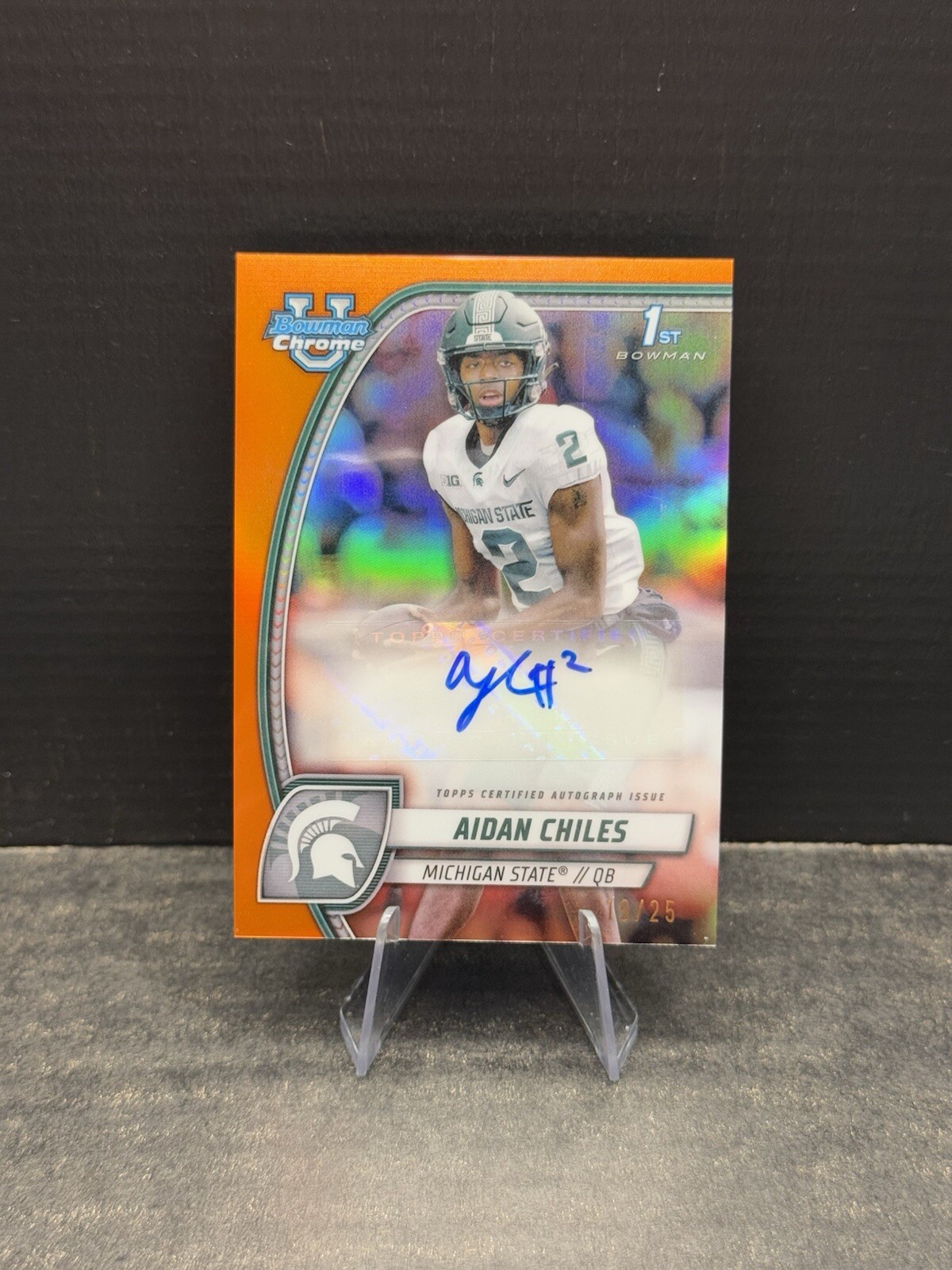 2024 Bowman Chrome University Aidan Chiles 1st Orange Refractor Auto /25