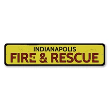 City Fire & Rescue Sign, Personalized Firefighter Man Cave Metal Decor Sign