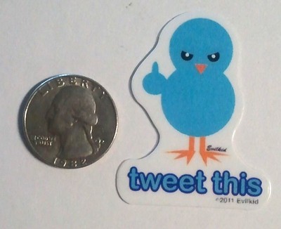 Pack of 4 Mini TWEET THIS 2'' x 1.5'' window sticker (Y492) Evil Kid (#12)
