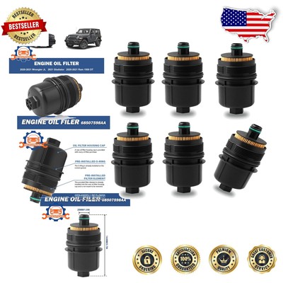 Ecodiesel Engine Oil Filter 6PCS for Jeep Wrangler & Ram 1500, Durable Steel