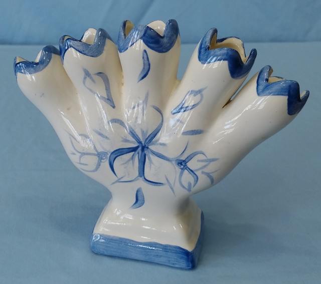 Vintage Leart Blue and White Five Finger Vase eBay