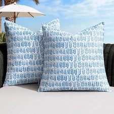 MIULEE Outdoor Pillow Covers Waterproof Natural Floral Print Pillowcases Pack of