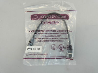 1Ft Primus PC5PS-2280-1BK CAT5E Shielded Patch Cable - NEW Surplus!