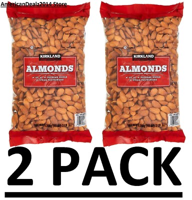 2 PACK - Kirkland Signature Almonds Whole Supreme Raw  3 lb  ( Total 6 lbs )