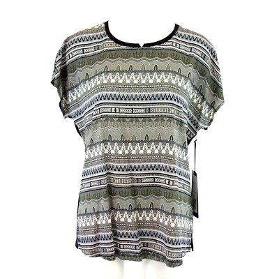 Shirt Riani Beige Schwarz 38 M Damen Elegant Tunika Oberteil Bluse Hemd Neu