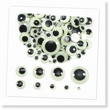GlowWiggle: 500pcs Luminous Self-Adhesive Googly Stickers - Assorted Sizes. Perf