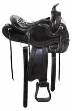 Leather Western Walking Horse Saddle  Gaited Bars Memory Foam Padded 10" to 18"