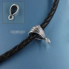 Large Antiqued Sterling Silver Shell Pendant Bail Connector w/Open Loop #33384