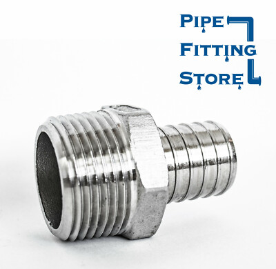 1'' Stainless Steel PEX Adapter MNPT x Male PEX Hose Barb Crimp Fitting SS 316