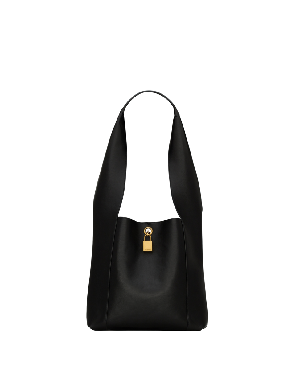 トートバッグ SAINT LAURENT BLACK LEATHER TANGER SHOPPING BAG