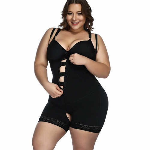 Women Full Body Shaper Zipper Bodysuit Waist Trainer Cincher Corset Plus Size - Picture 4 of 19