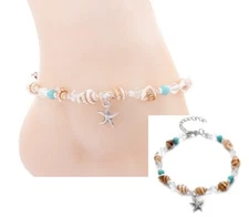 10" Women Turquoise Beads Sea Star Anklet Beach Sandal Ankle Bracelet Gift AD