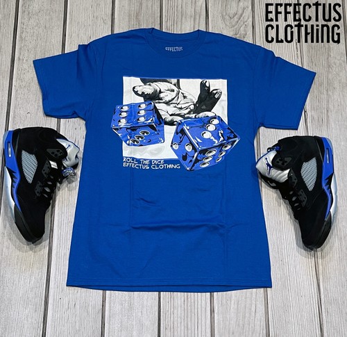 Tee to match Retro 5 Racer Blue Sneakers. Dice Royal Tee