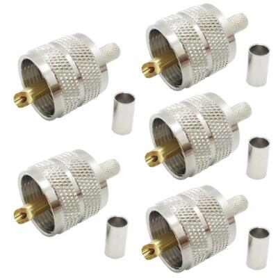 Cb Antenna Cable 10pcs Pl259 Uhf Male Plug Crimp Rf Coaxial Connector Uhf Rg58/142 Lmr195 Lmr200 Rg400 Coax Cable Screw Solder Plug Pl-259 Adapte - Connectors Cb Coax Cable Ends