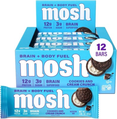 MOSH Cookies and  CreamCrunch Protein Bars Gluten Free Brain Health