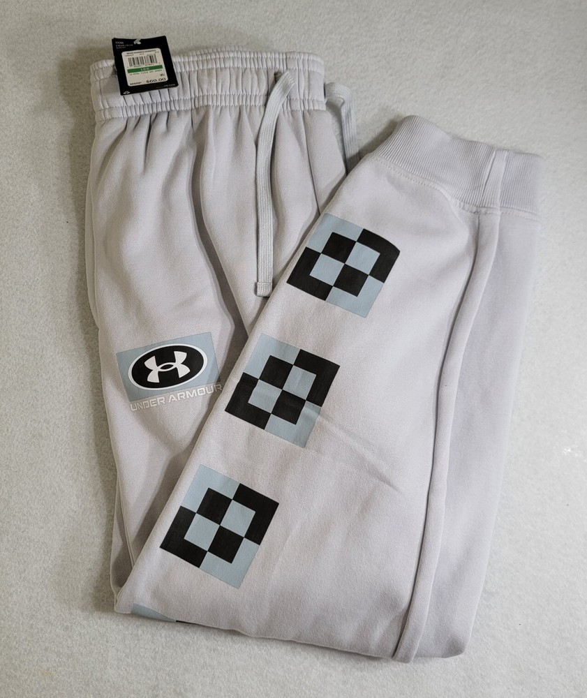 Under Armour UA Men's Rival Fleece Geo Jogger Gray Size L Loose Fit Gym Training