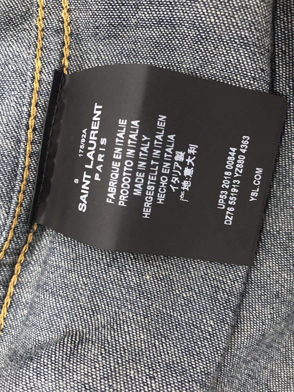 Camicia da uomo Saint Laurent denim scamoscio western. S. $890