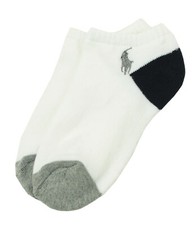POLO RALPH LAUREN NEW KIDS BOYS WHITE ATHLETIC ANKLE SOCKS 4 -7