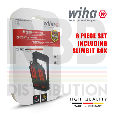Wiha 43153 SlimBits Torx Screwdriver Bits Set Box T8 To T25 6pcs VDE Electrician