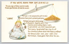 Libra Zodiac Postcard Scales of Justice Baby Poem Limerick Humor